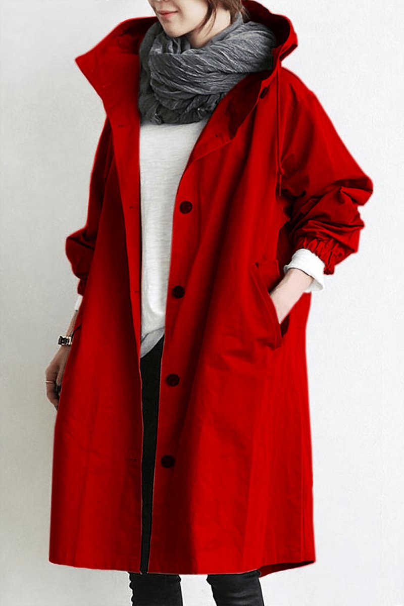 Women's Hooded Longline Button Coat