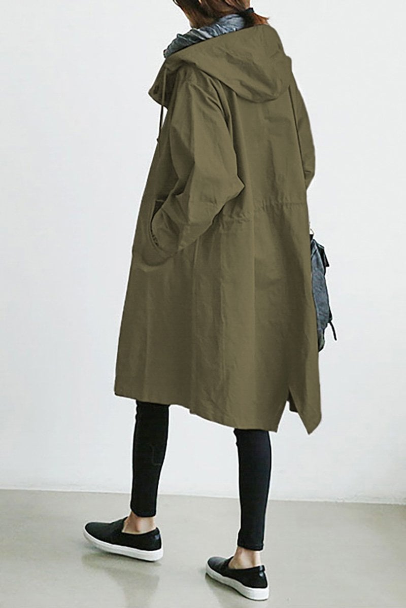 Women's Hooded Longline Button Coat