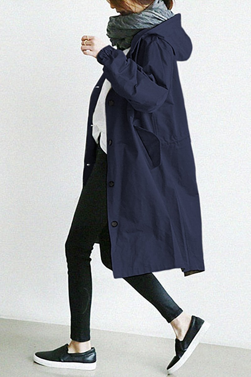 Women's Hooded Longline Button Coat