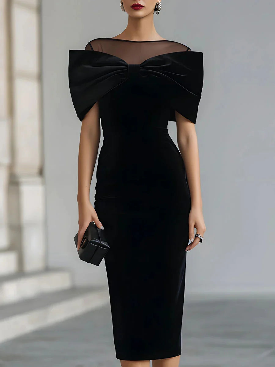 Women’s Elegant Velvet Off-Shoulder Midi Dress