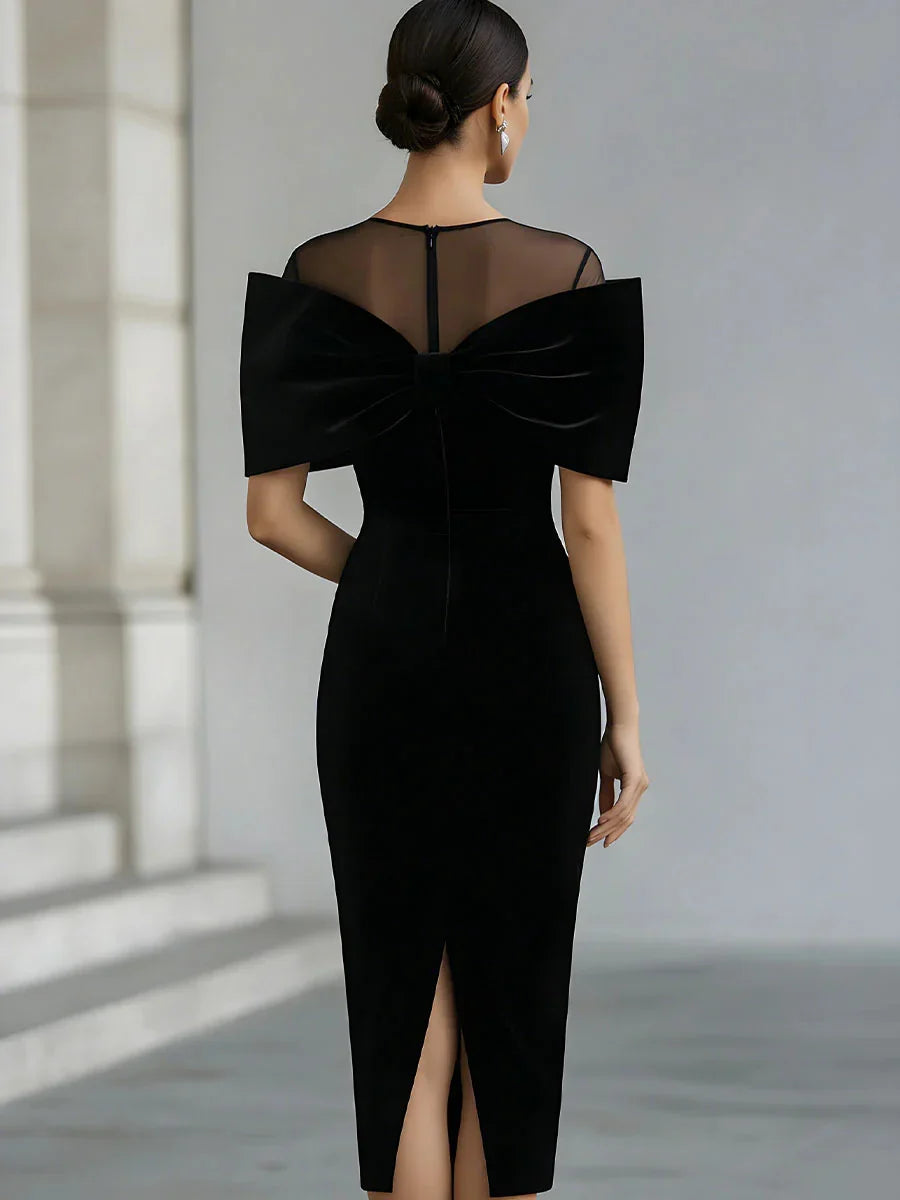 Women’s Elegant Velvet Off-Shoulder Midi Dress