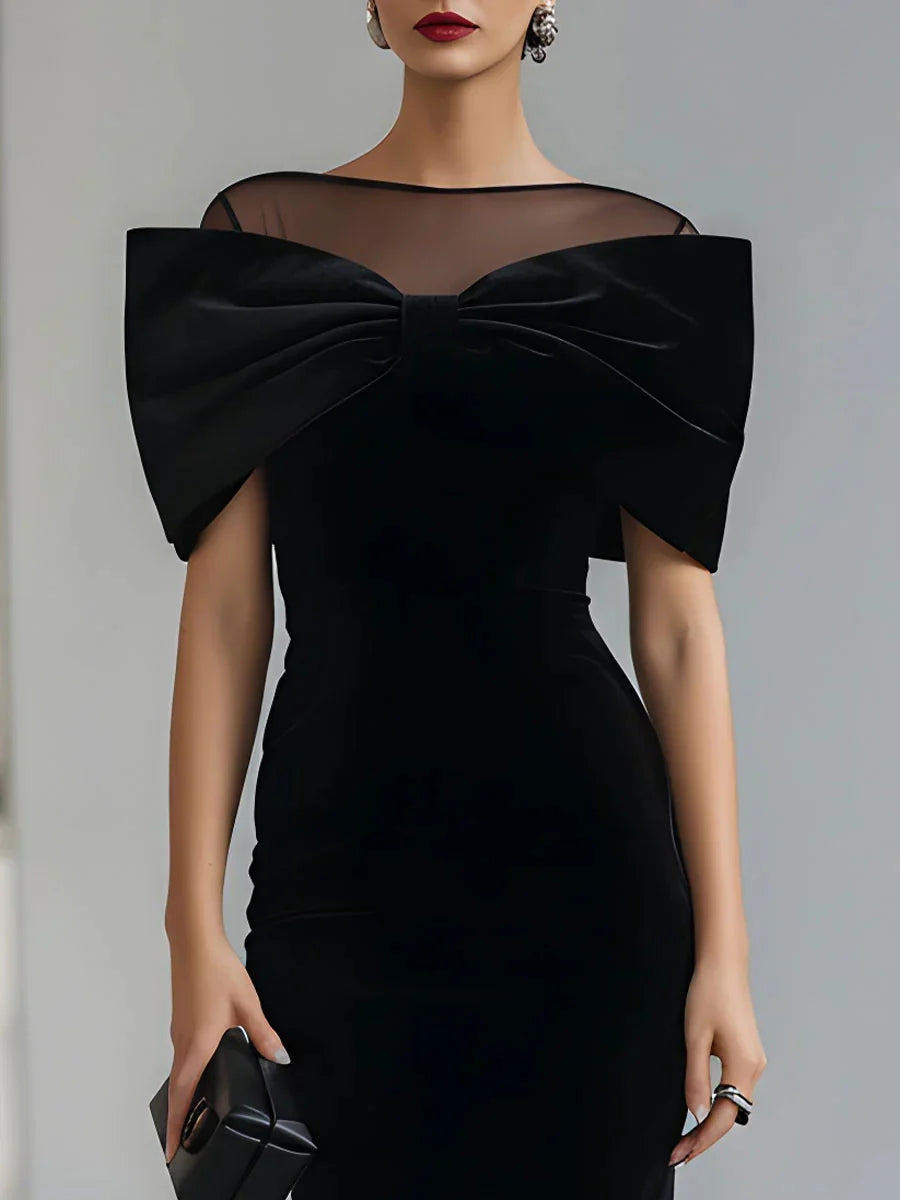 Women’s Elegant Velvet Off-Shoulder Midi Dress