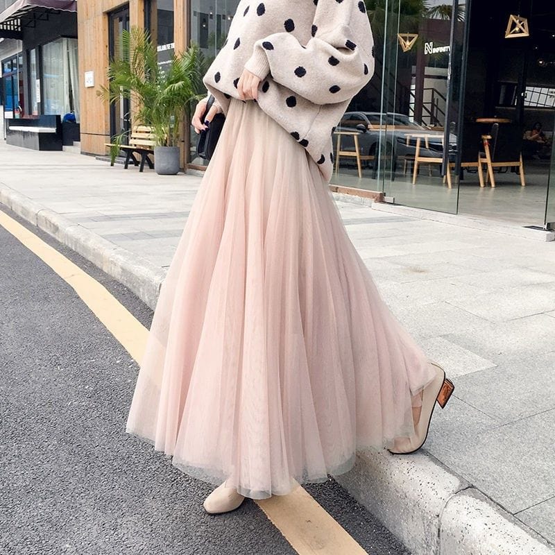 Long Autumn Tulle Skirt