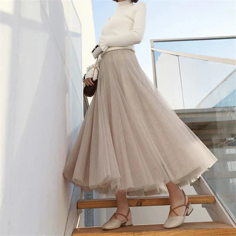 Long Autumn Tulle Skirt
