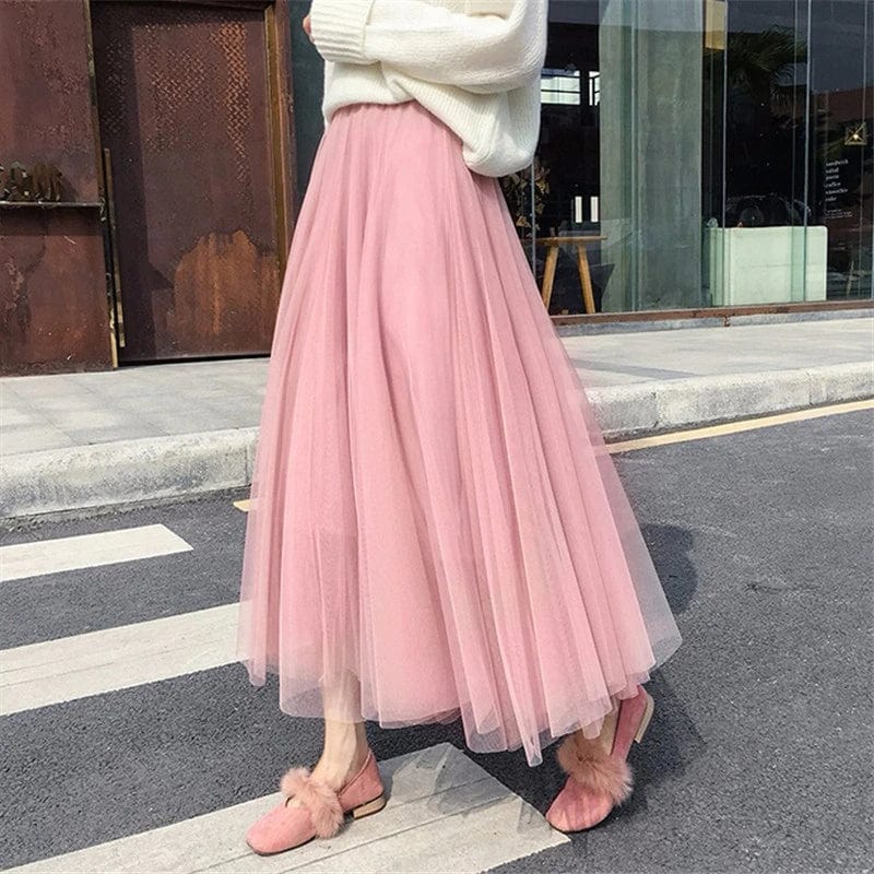 Long Autumn Tulle Skirt