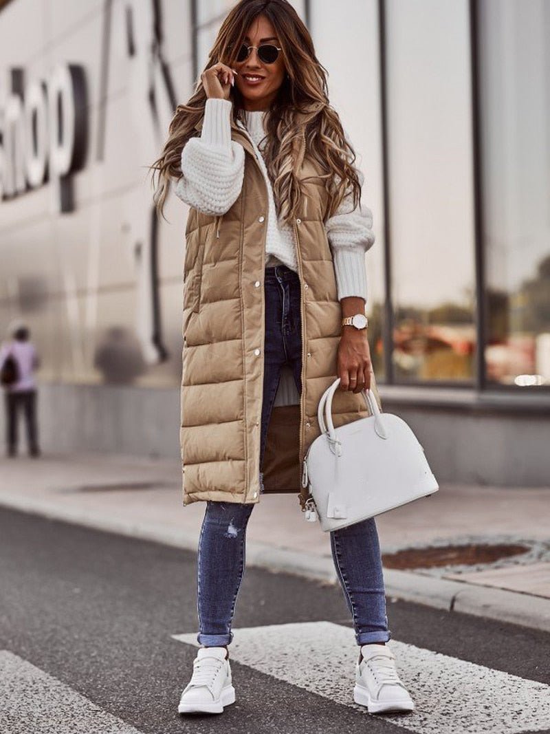 Women’s Longline Quilted Puffer Vest