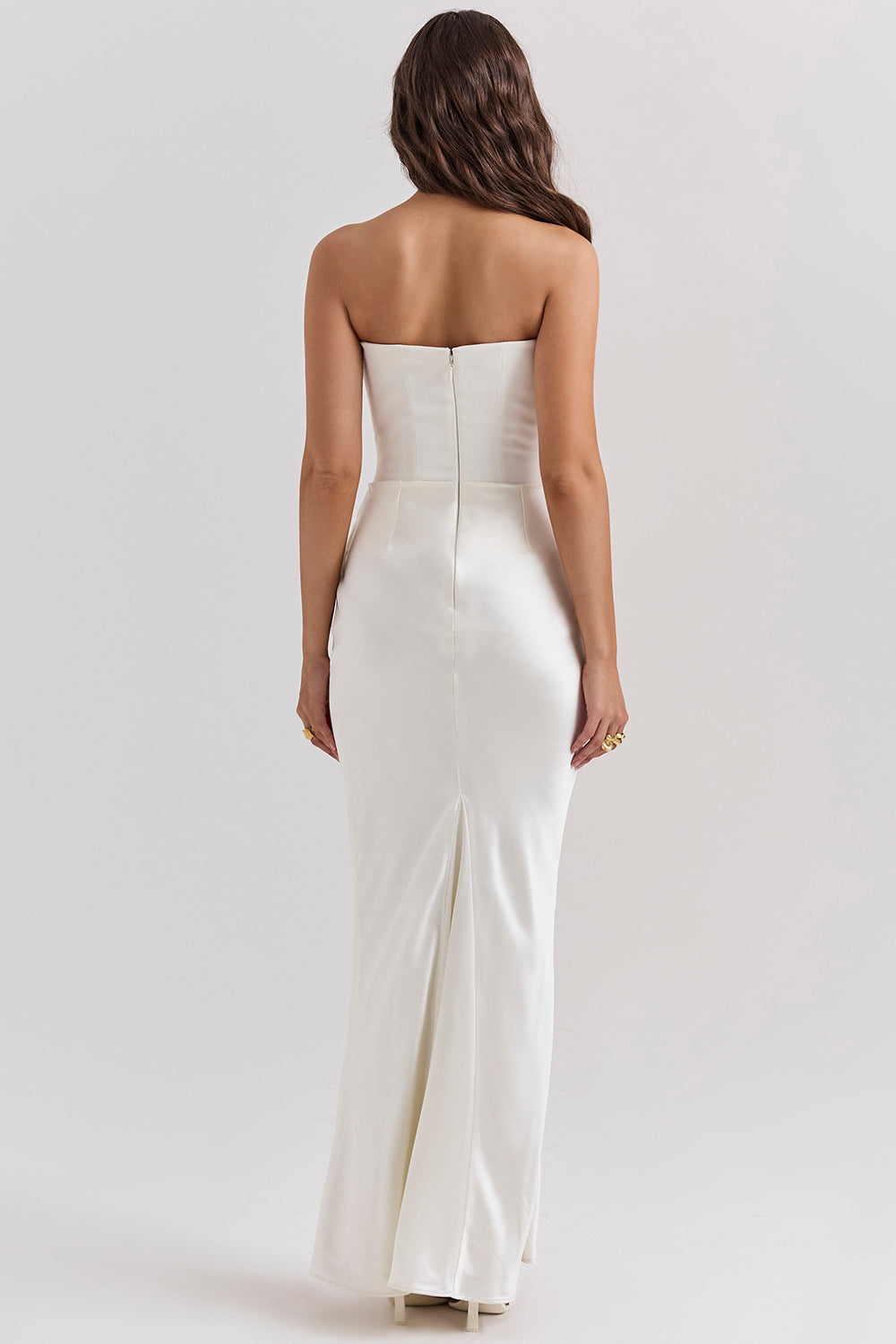 Women's Strapless Corset Maxi Dress with Structured Bodice