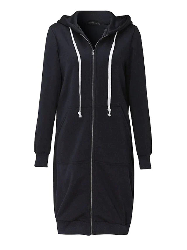 Stylish Women's Longline Zip Hoodie