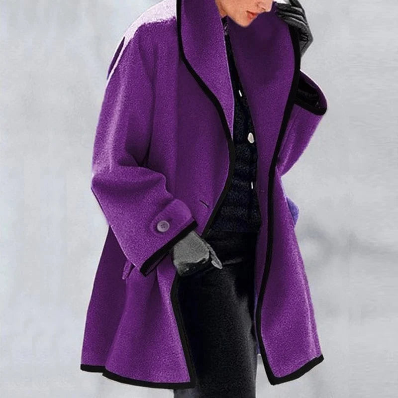 Women’s Open-Front Trench Coat with Contrast Trim