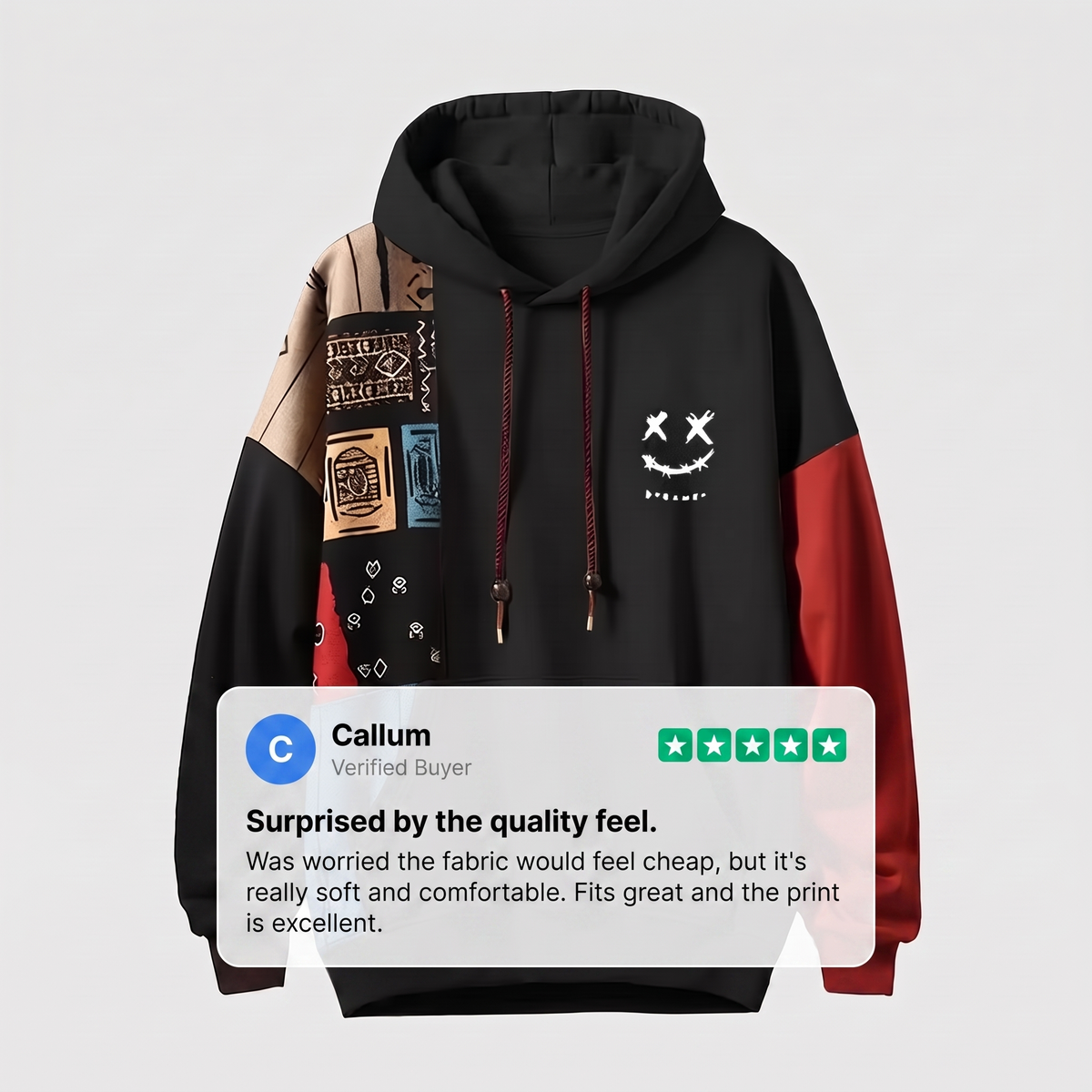 Men's Color Block Graphic Hoodie with Pockets