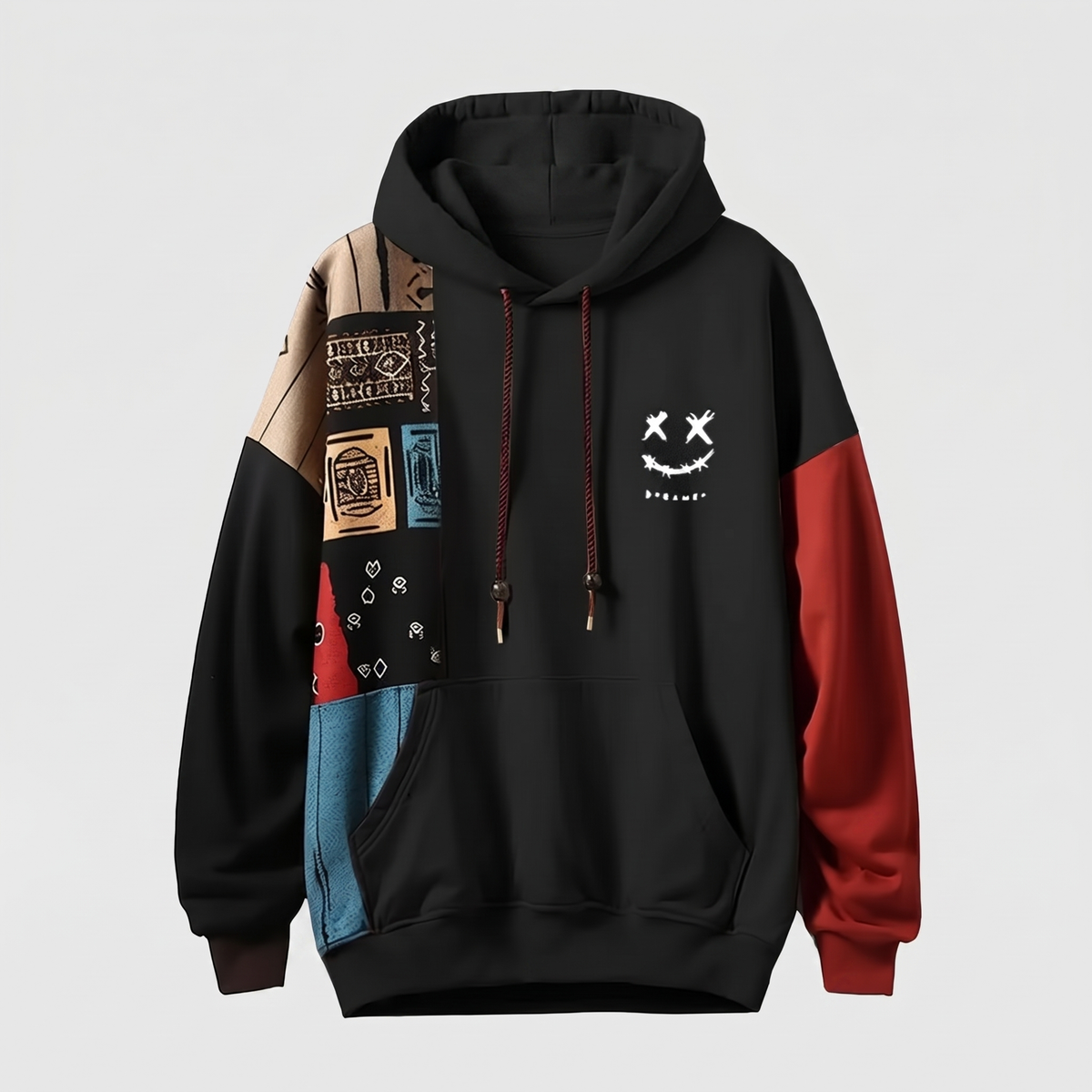Men's Color Block Graphic Hoodie with Pockets