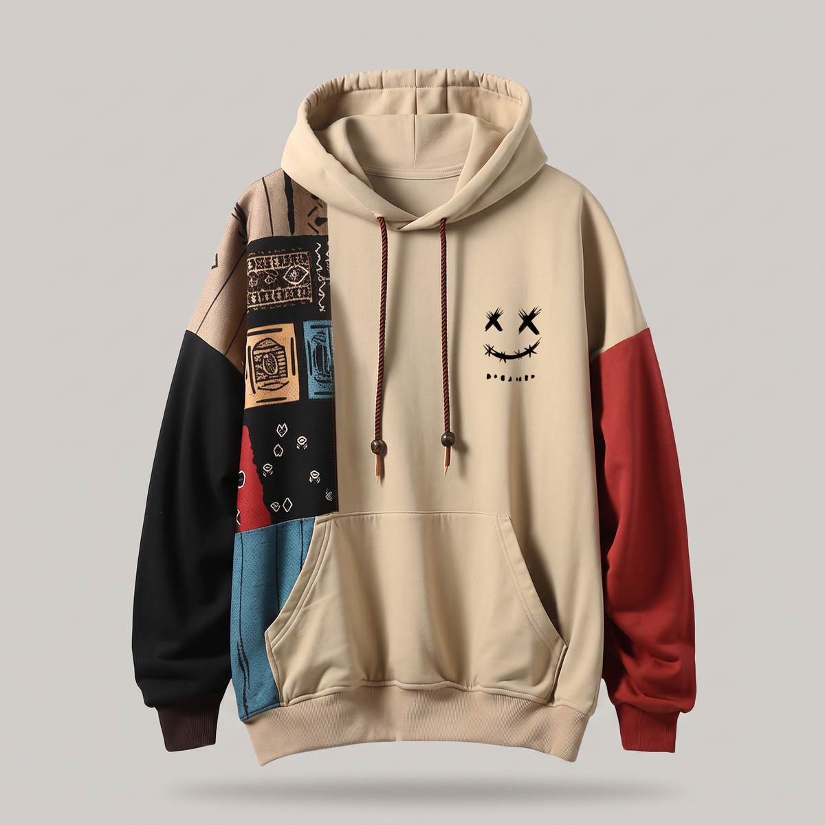 Men's Color Block Graphic Hoodie with Pockets