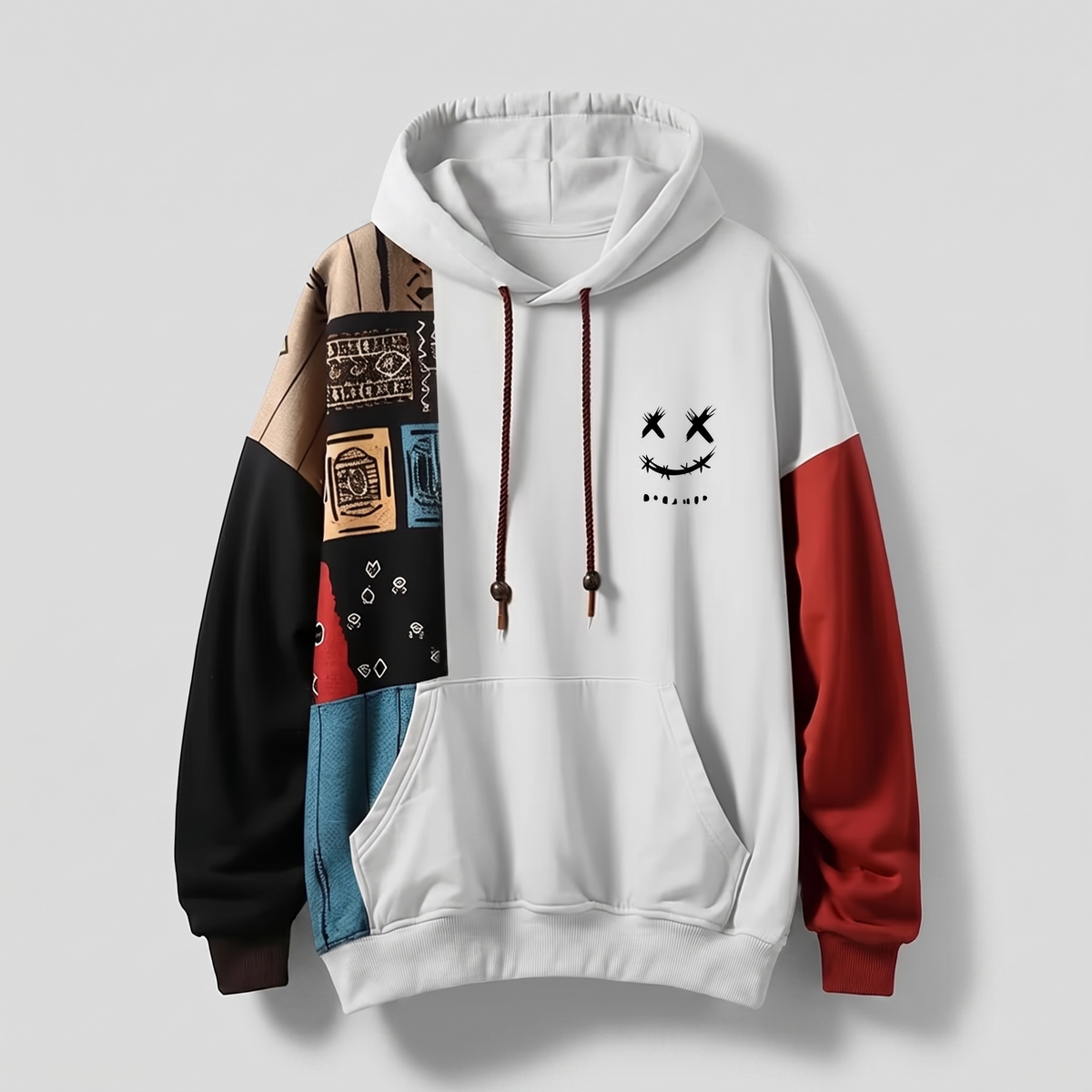 Men's Color Block Graphic Hoodie with Pockets