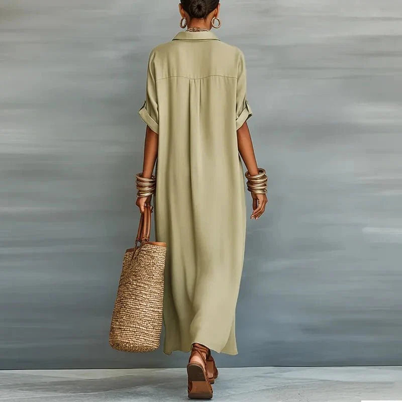 Women’s Relaxed Button-Front Maxi Dress