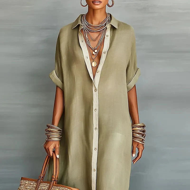 Women’s Relaxed Button-Front Maxi Dress