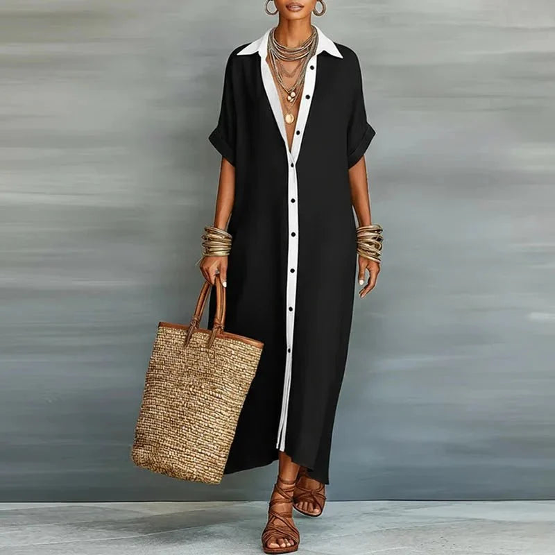 Women’s Relaxed Button-Front Maxi Dress