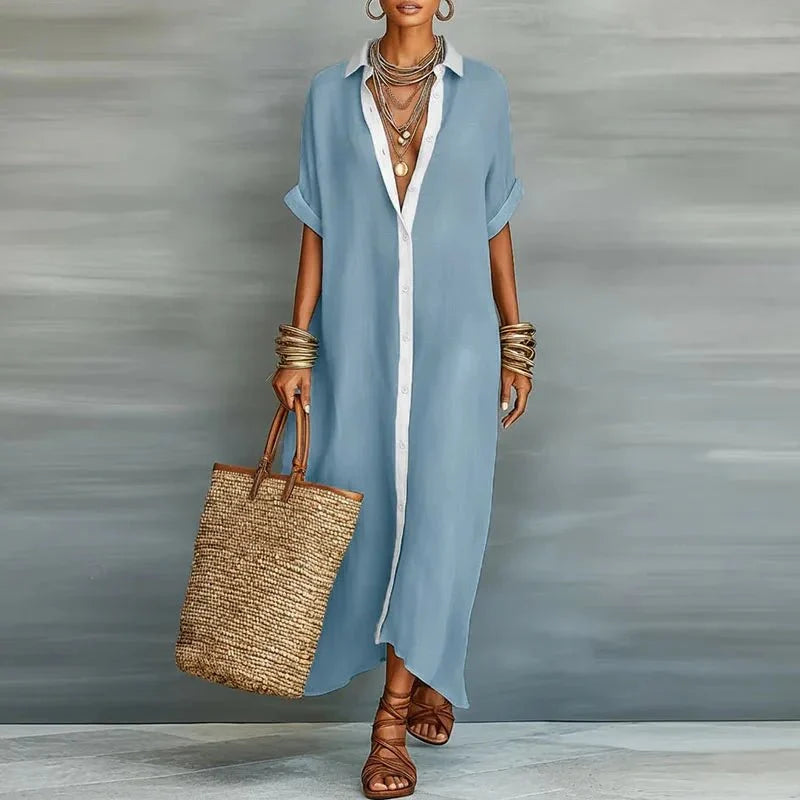 Women’s Relaxed Button-Front Maxi Dress