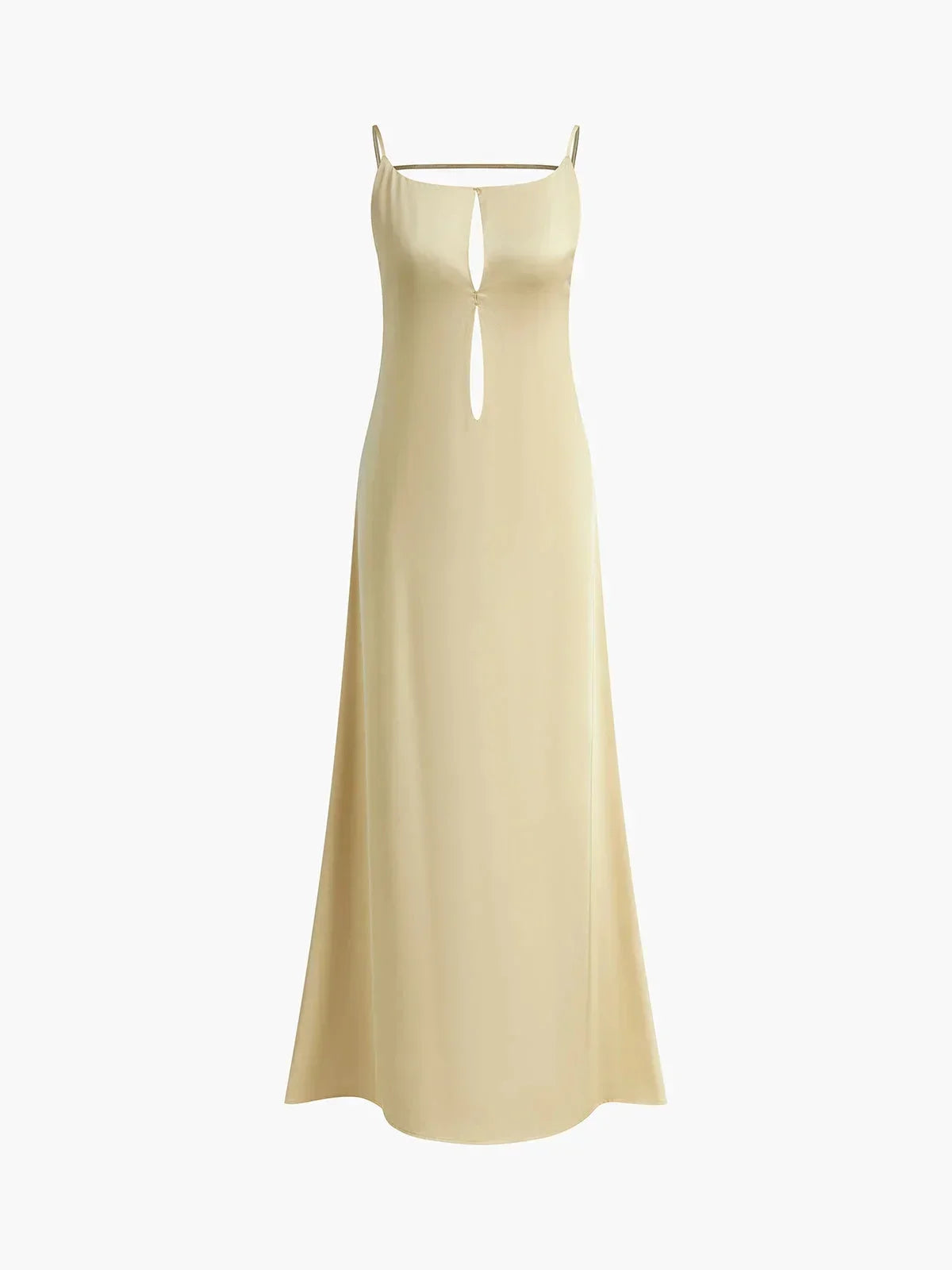 Women’s Elegant Satin Backless Maxi Dress with Minimalist Slip Silhouette