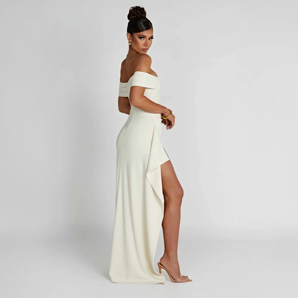 Women’s Off Shoulder Split Evening Formal Maxi Dress