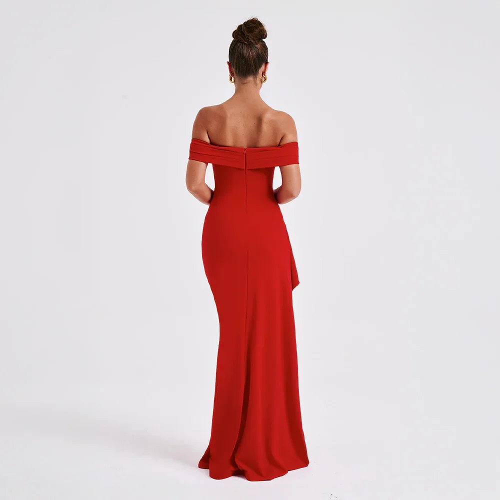 Women’s Off Shoulder Split Evening Formal Maxi Dress