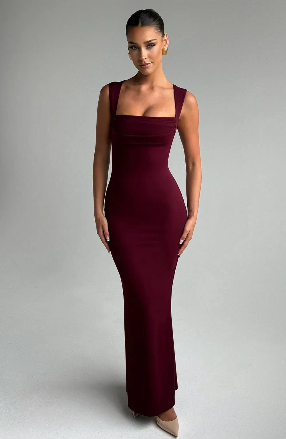 Women’s Elegant Square Neck Maxi Dress