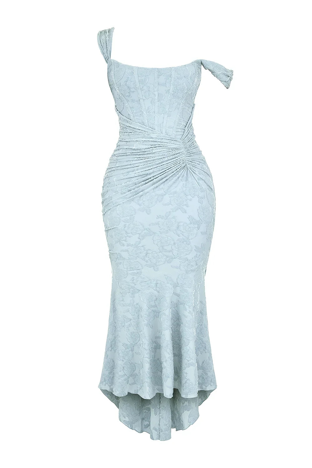 Women’s Elegant Ruched Mermaid Hem Midi Evening Dress