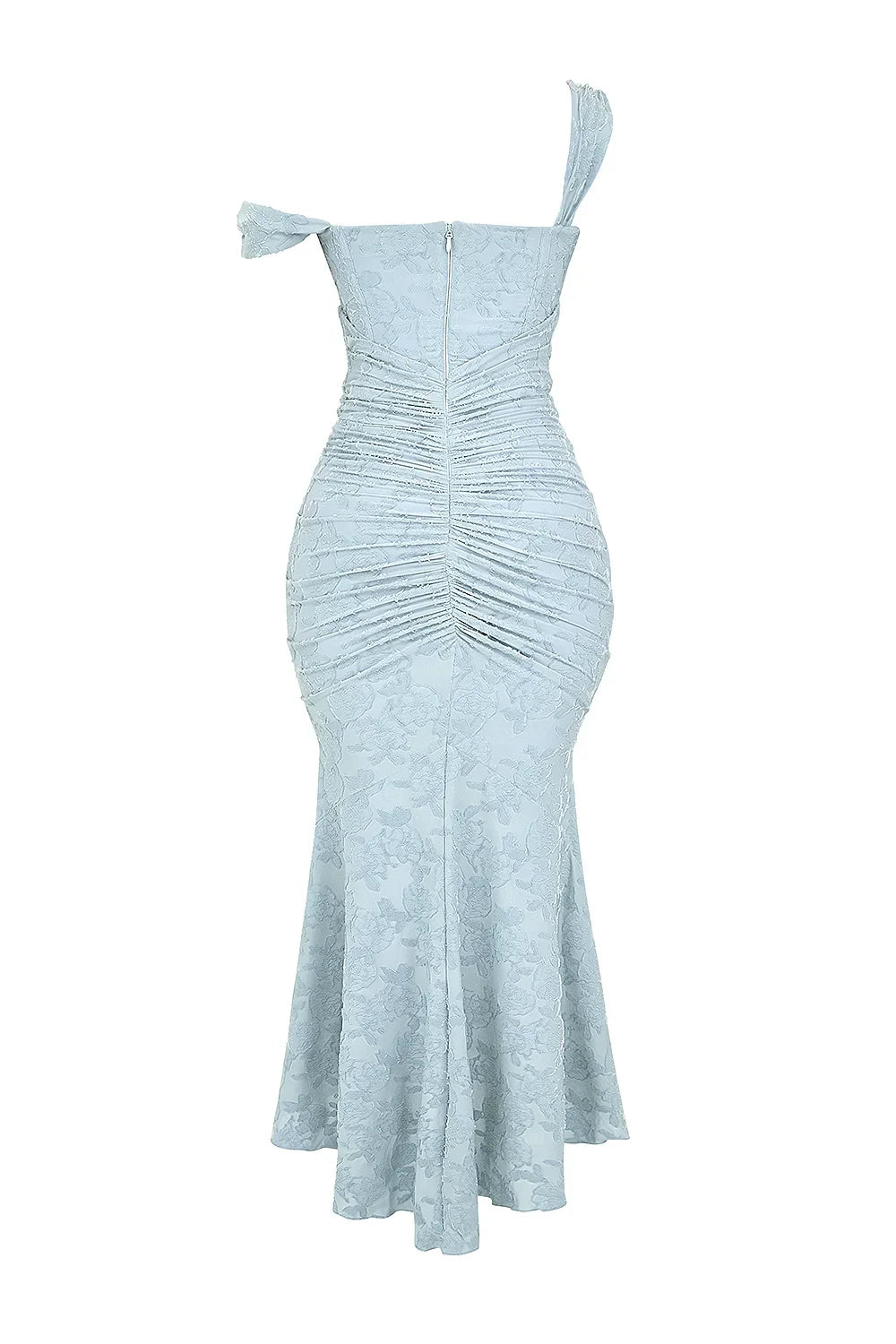 Women’s Elegant Ruched Mermaid Hem Midi Evening Dress
