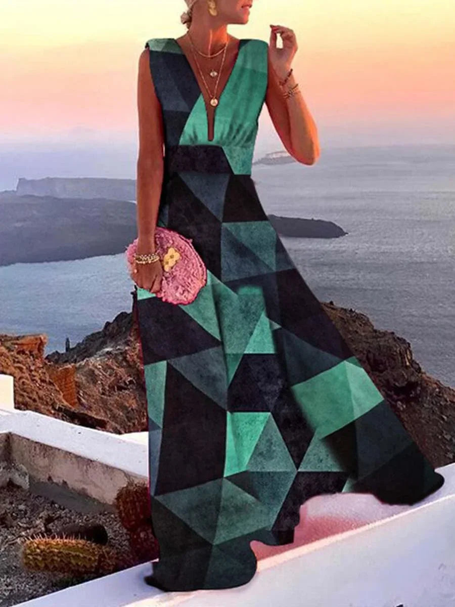 Women’s Elegant Deep V-Neck Maxi Dress