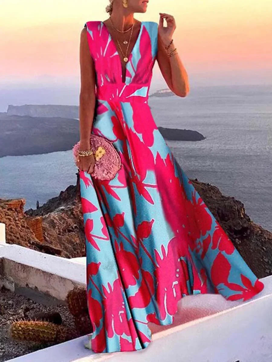 Women’s Elegant Deep V-Neck Maxi Dress