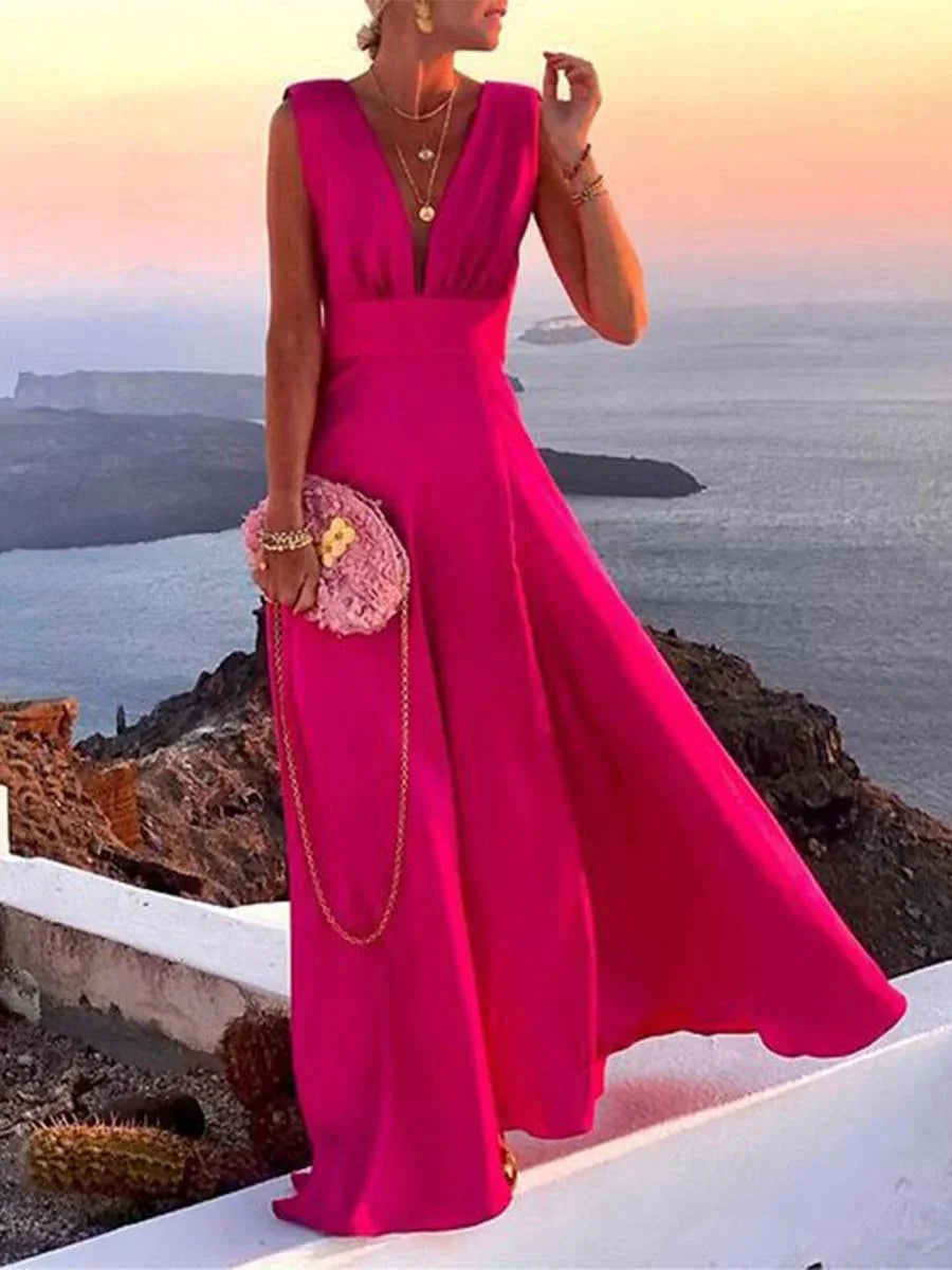 Women’s Elegant Deep V-Neck Maxi Dress