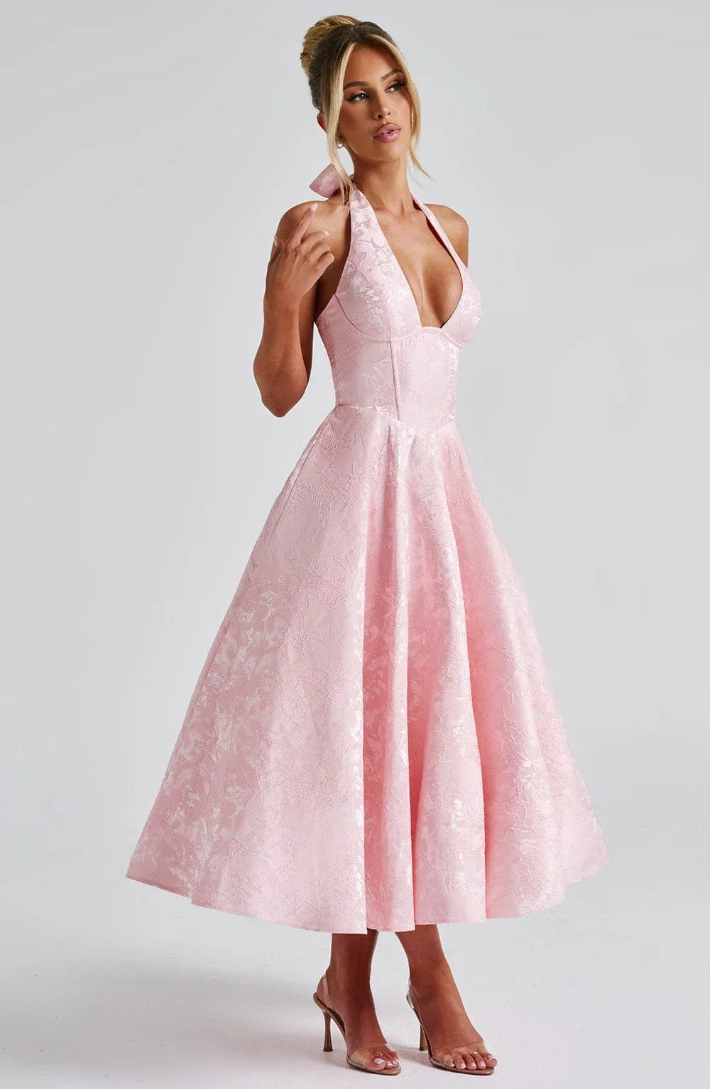 Women’s Elegant Halter Neck Midi Dress