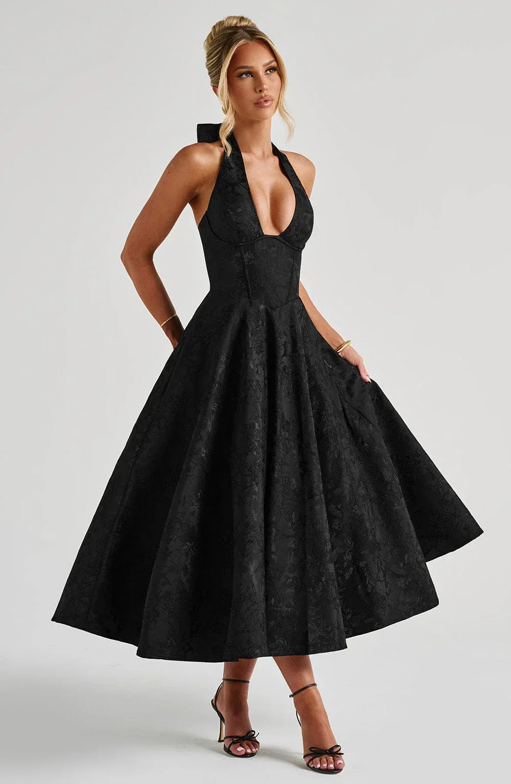 Women’s Elegant Halter Neck Midi Dress