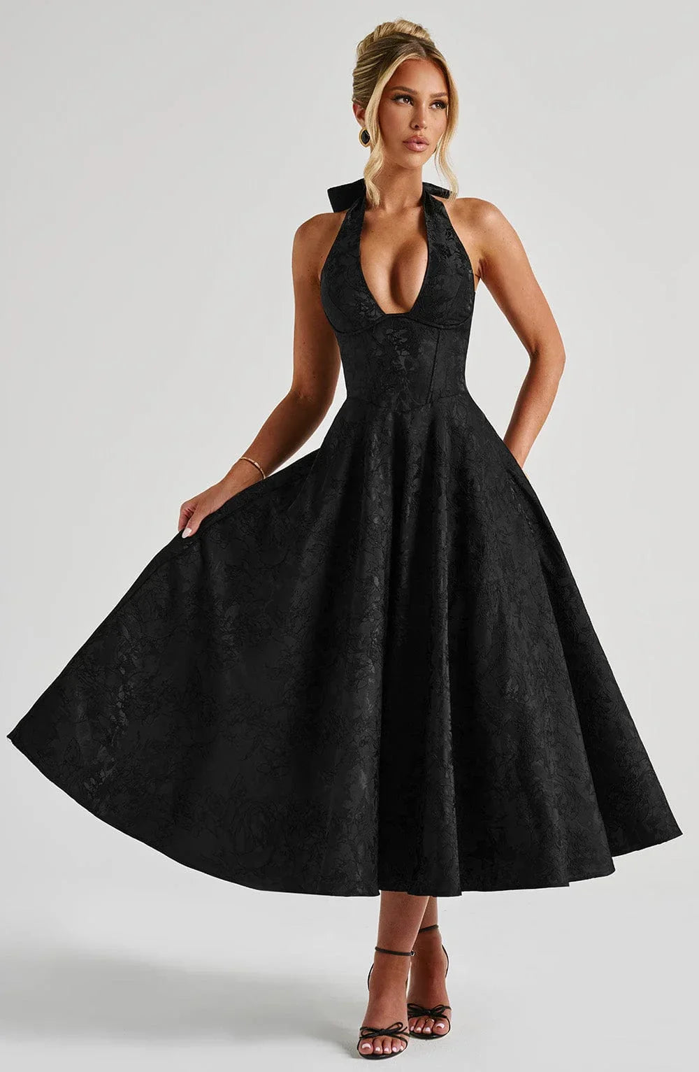 Women’s Elegant Halter Neck Midi Dress