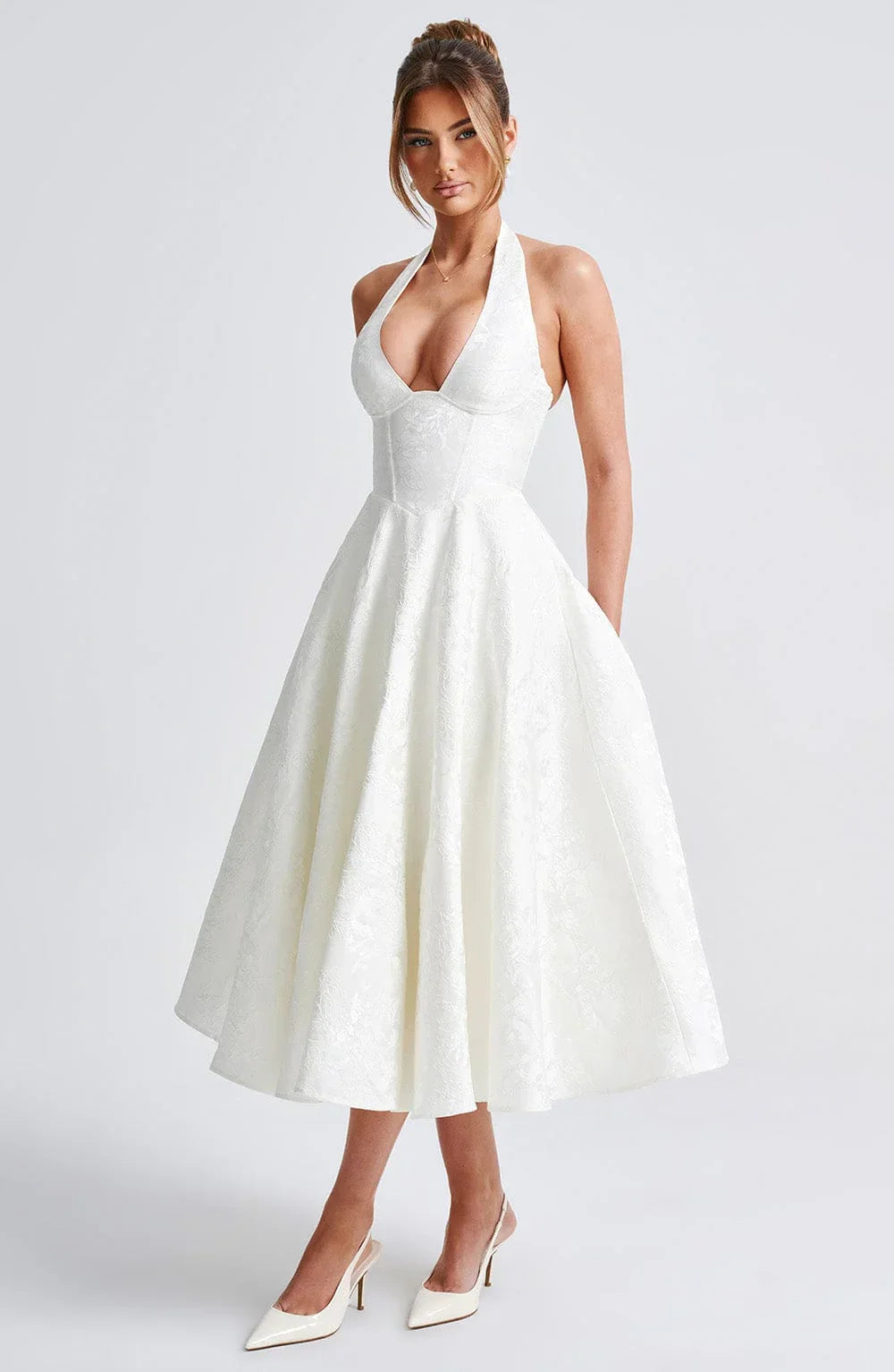Women’s Elegant Halter Neck Midi Dress