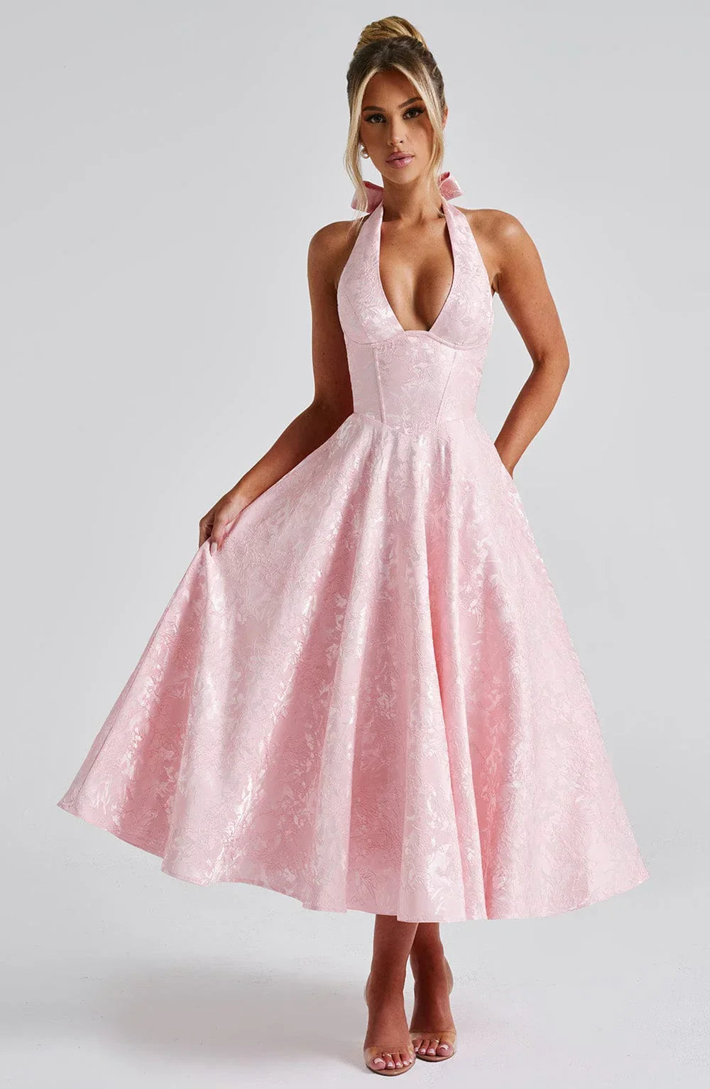 Women’s Elegant Halter Neck Midi Dress