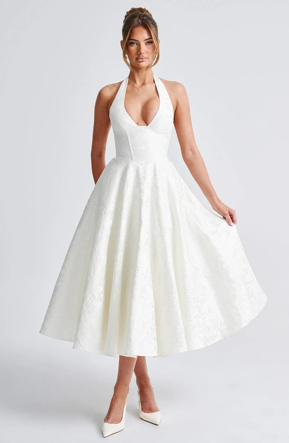Women’s Elegant Halter Neck Midi Dress