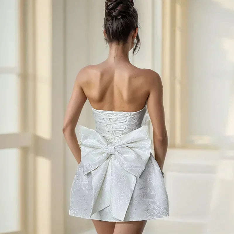Women’s Strapless Bow Back Mini Dress