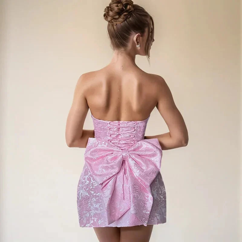 Women’s Strapless Bow Back Mini Dress