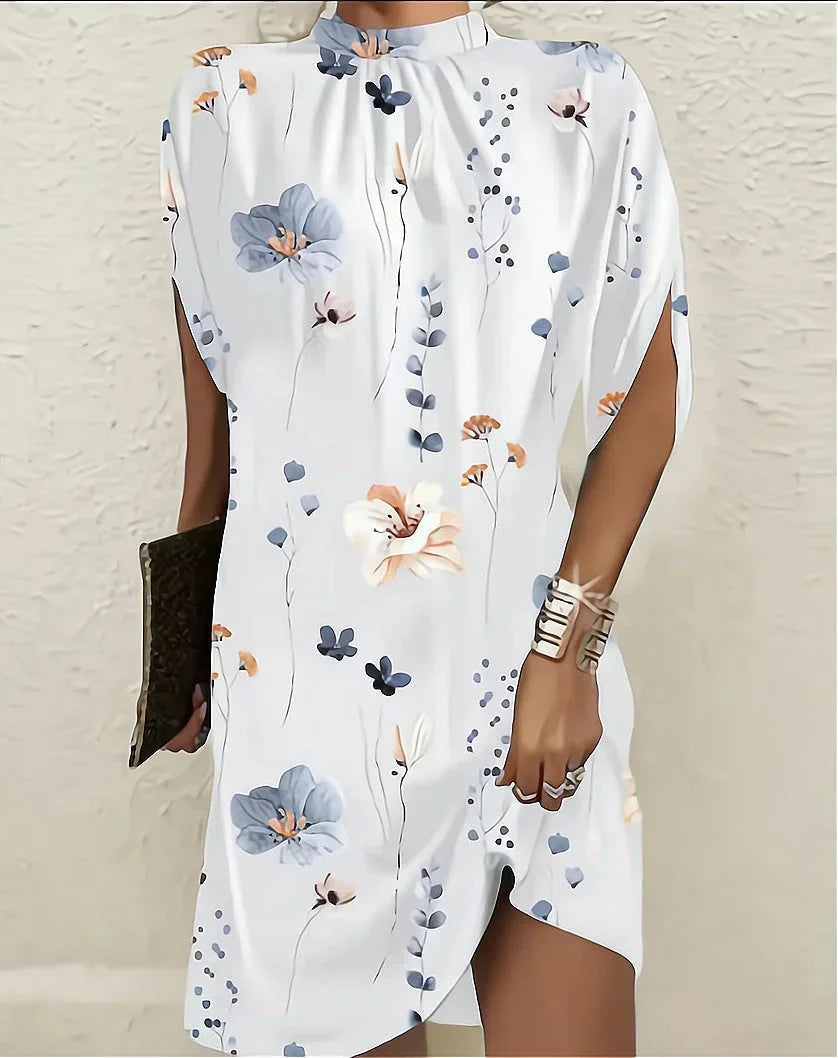 Women’s Draped High Neck Casual Mini Dress