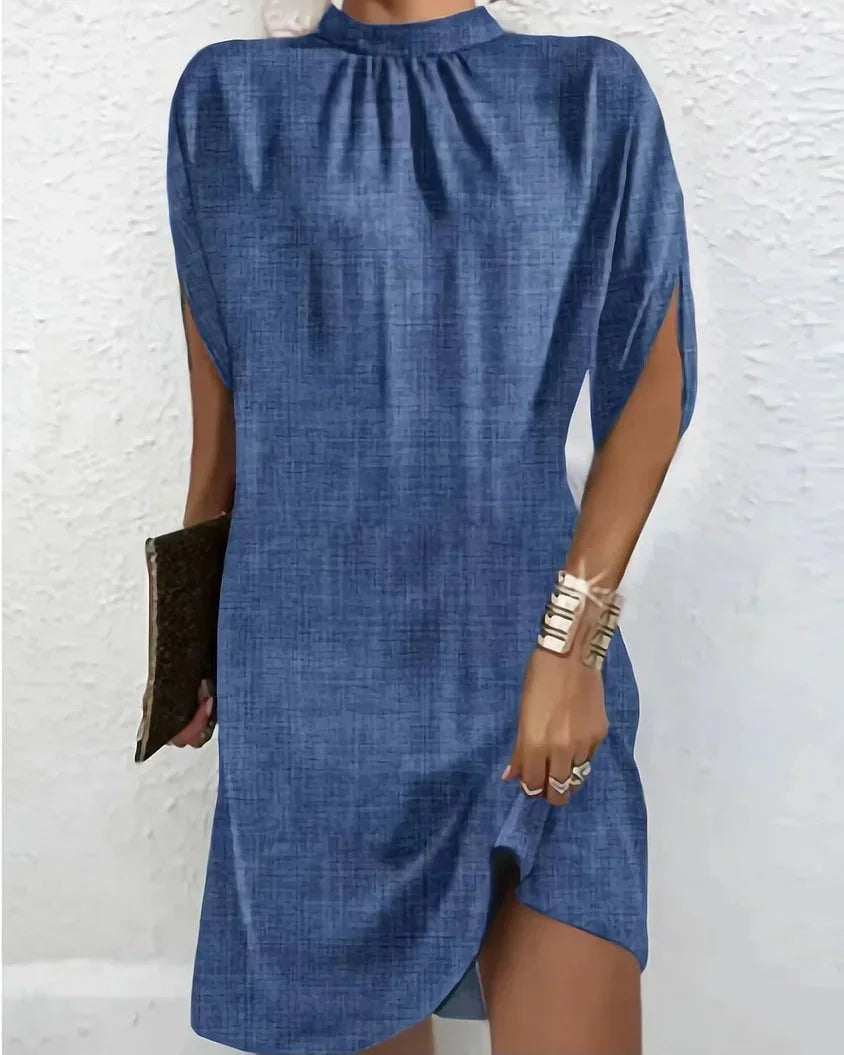 Women’s Draped High Neck Casual Mini Dress
