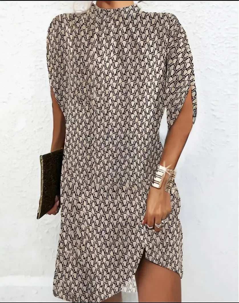 Women’s Draped High Neck Casual Mini Dress