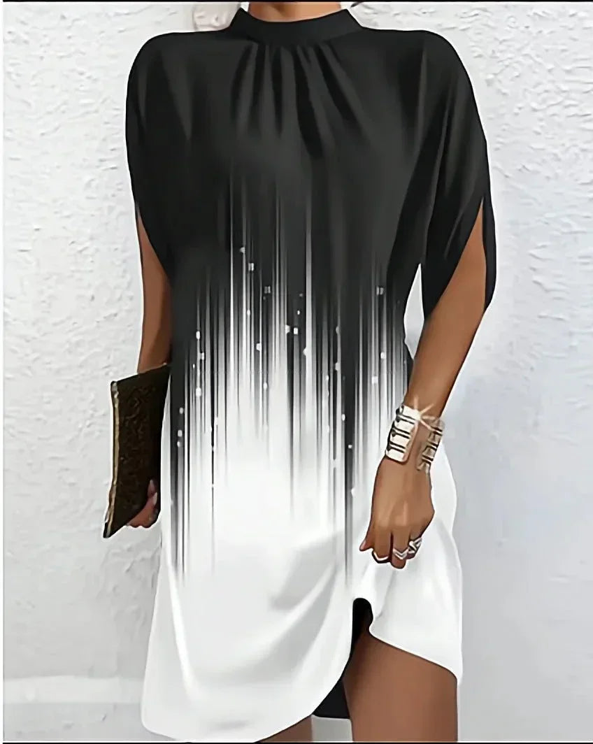 Women’s Draped High Neck Casual Mini Dress