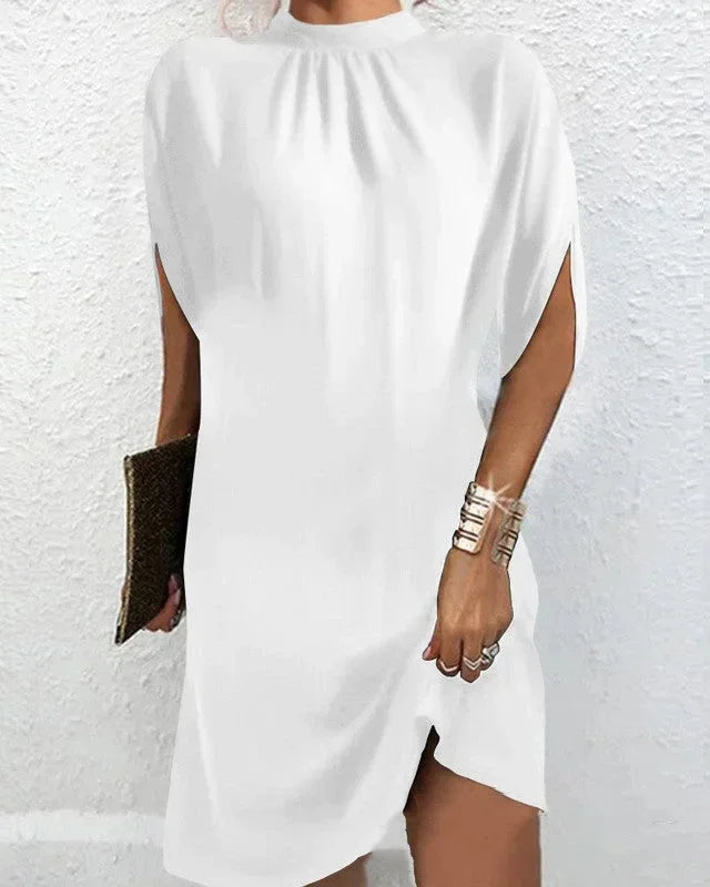 Women’s Draped High Neck Casual Mini Dress