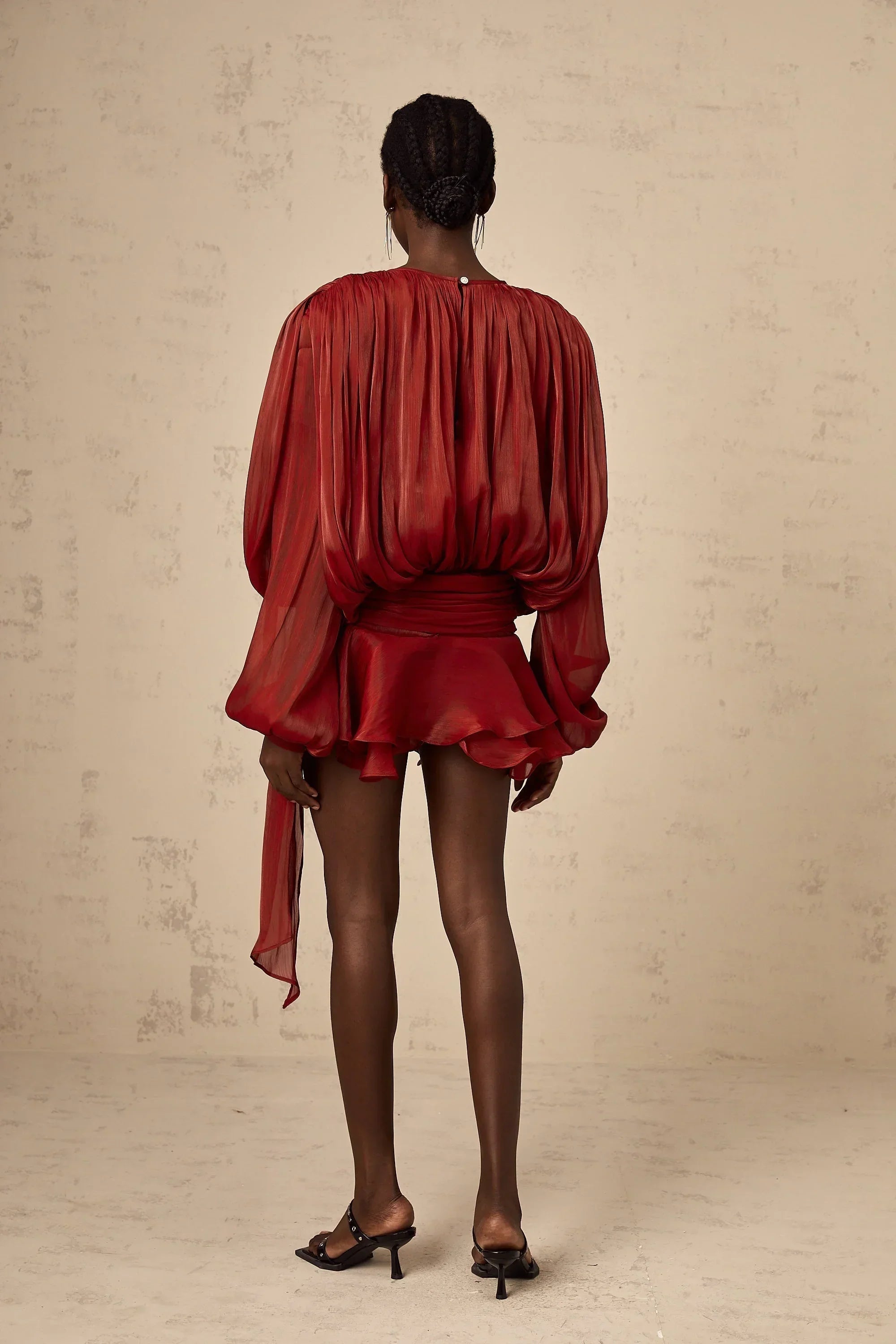 Women’s Draped Long Sleeve Relaxed Mini Dress
