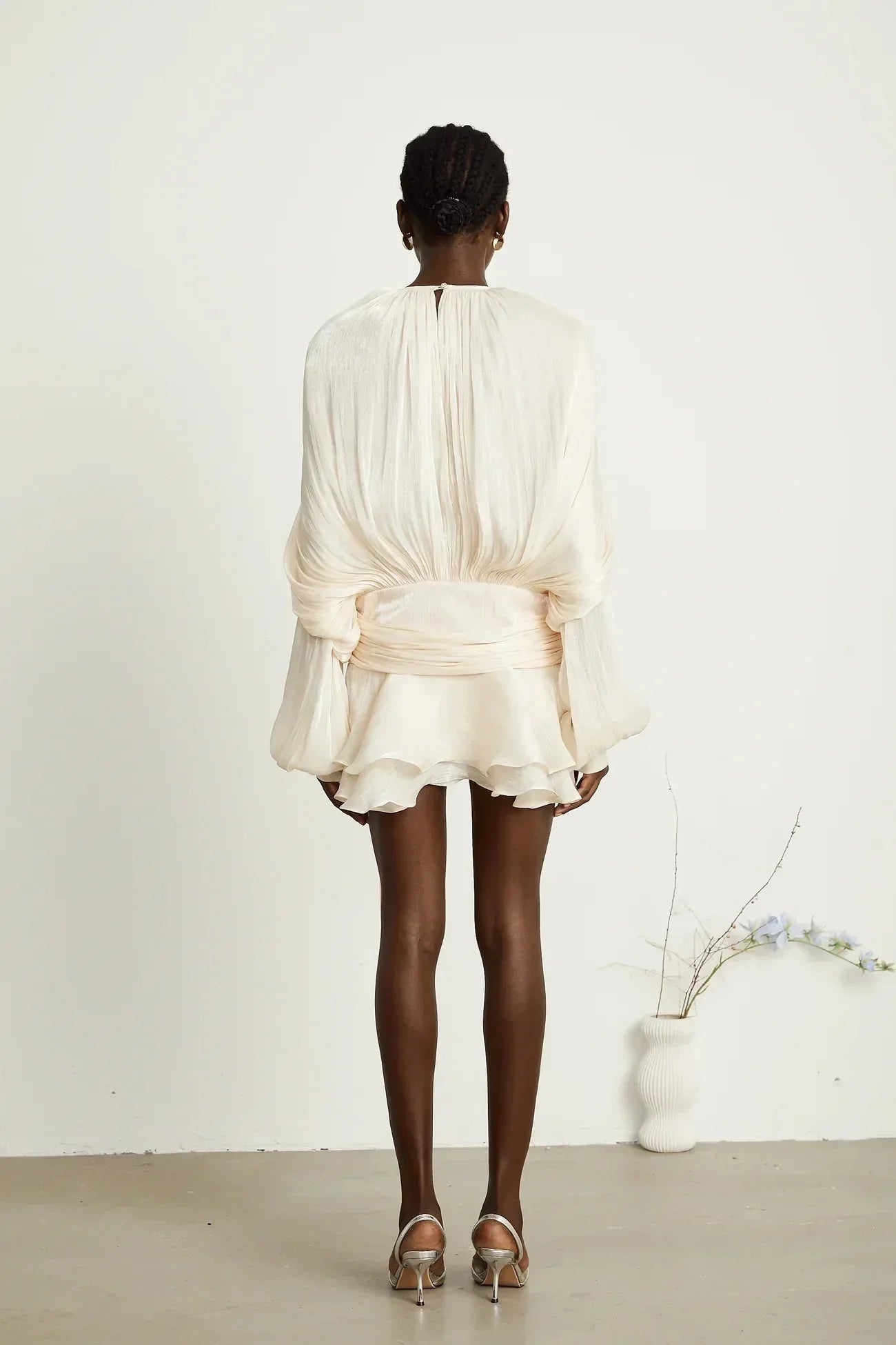 Women’s Draped Long Sleeve Relaxed Mini Dress
