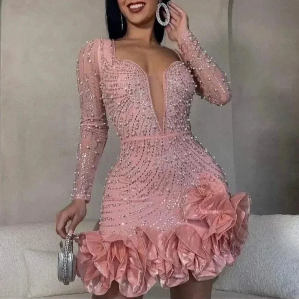 Women’s Embellished Long Sleeve Mini Dress