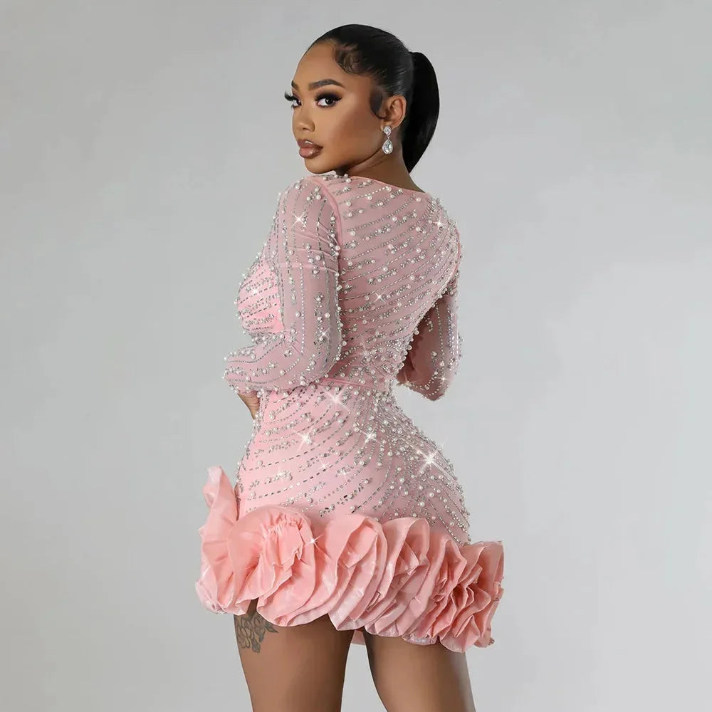 Women’s Embellished Long Sleeve Mini Dress