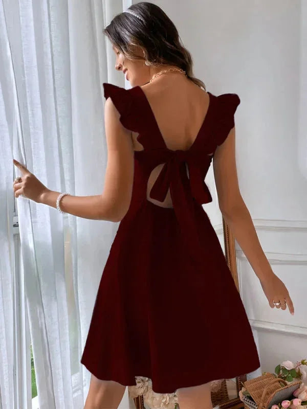 Women’s Fit and Flare Ruffle Strap Mini Dress