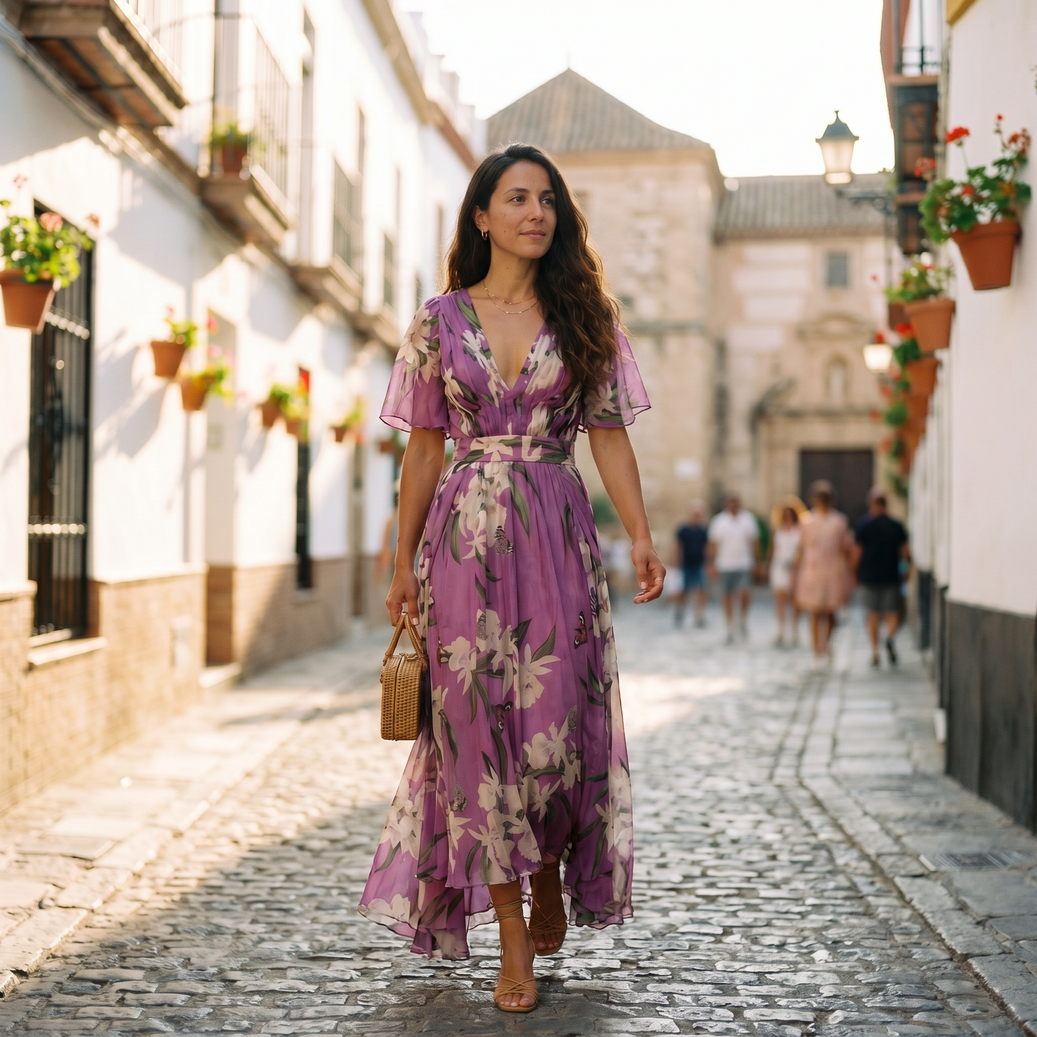 Women's Floral V-Neck Maxi Dress