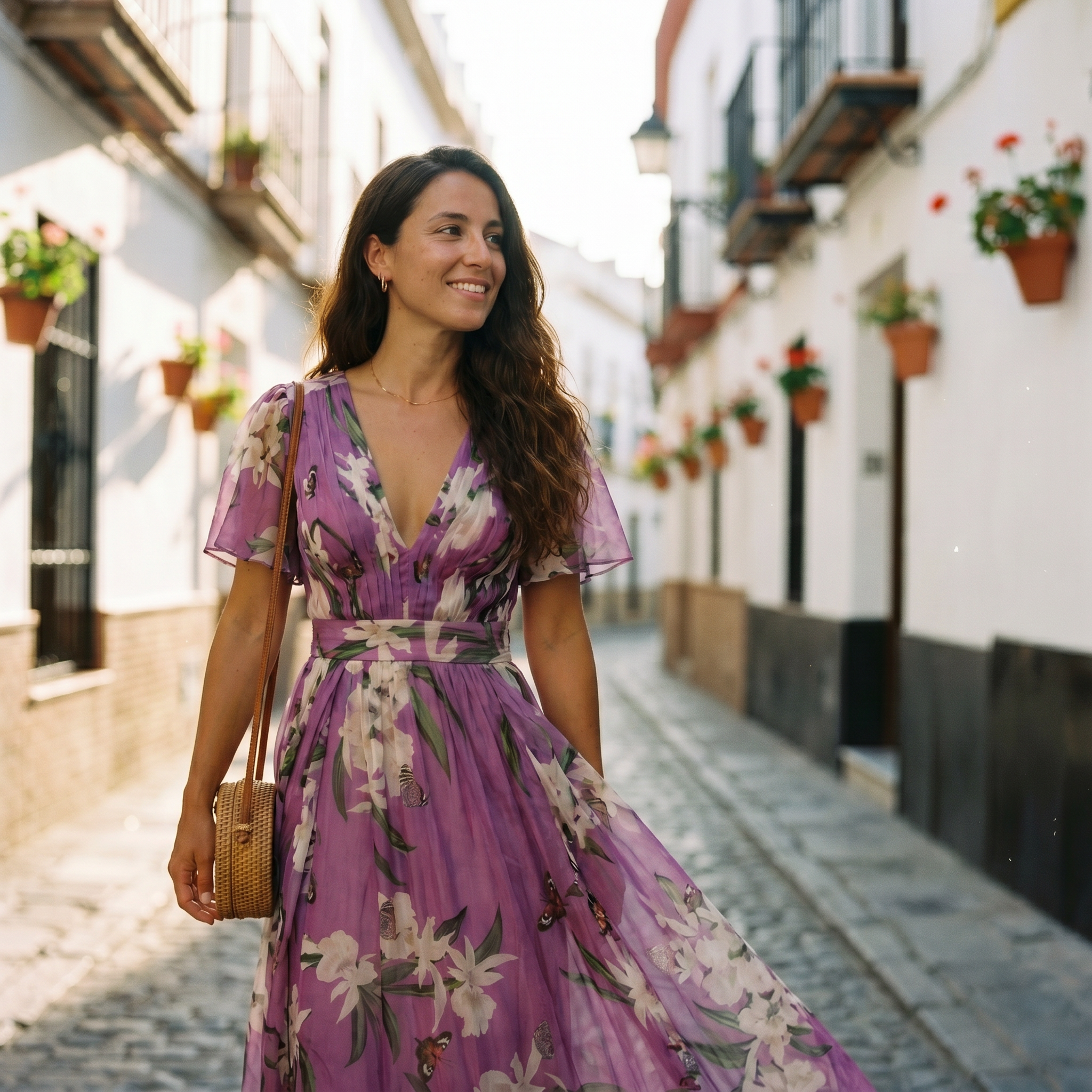 Women's Floral V-Neck Maxi Dress